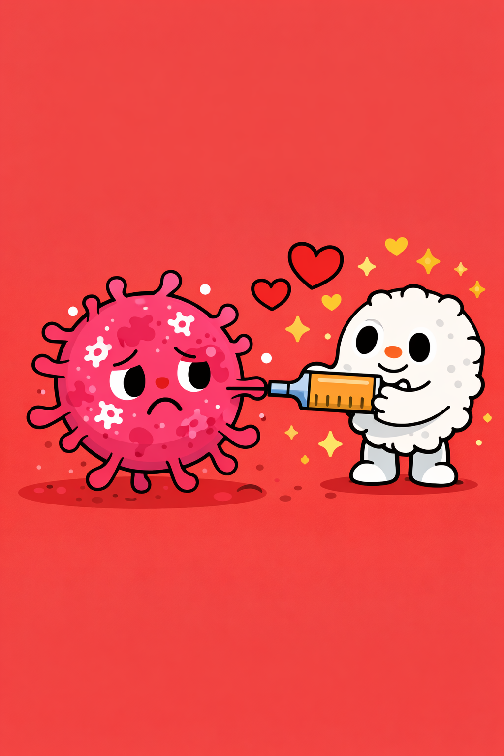 Illustration of scientist injecting cancer tumor immunotherapy medical laboratory. Context: This approach could expand treatment options for metastatic cancer patients with fewer t