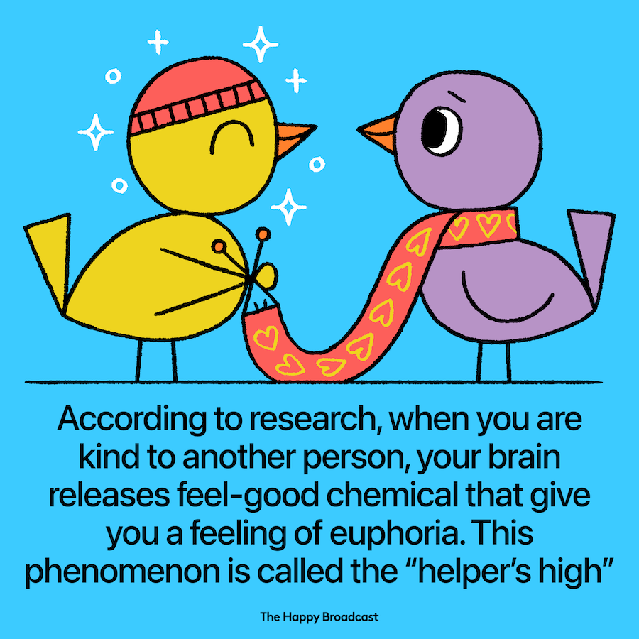 Helping others gives us a boost in mood and energy