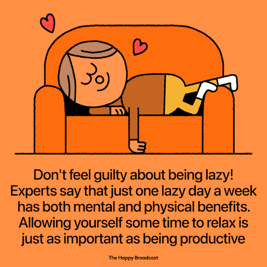 Taking one lazy day a week has mental and physical benefits